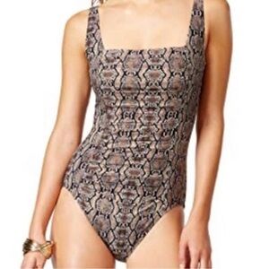 Calvin Klein Snake Print Ruched One Piece Swimsuit Size 10